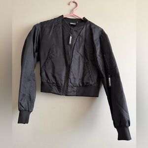 Sleek Black Bomber Jacket